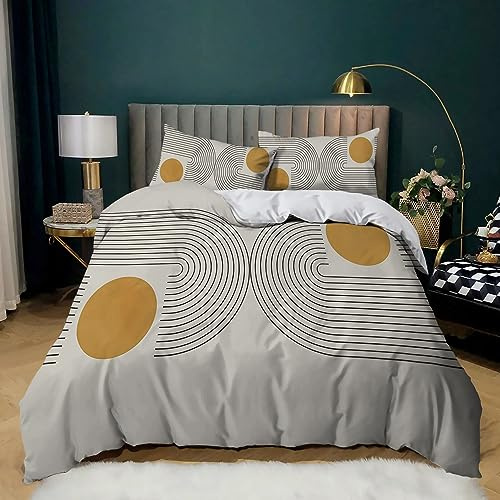 XCQHZYQ Bettwäsche 180x200 cm Linie 3 Teilig Bettbezug Bettwäsche-Sets Knitterfrei Weich Mikrofaser mit 2 mal Kissenbezüge 80x80 cm, mit Reißverschluss