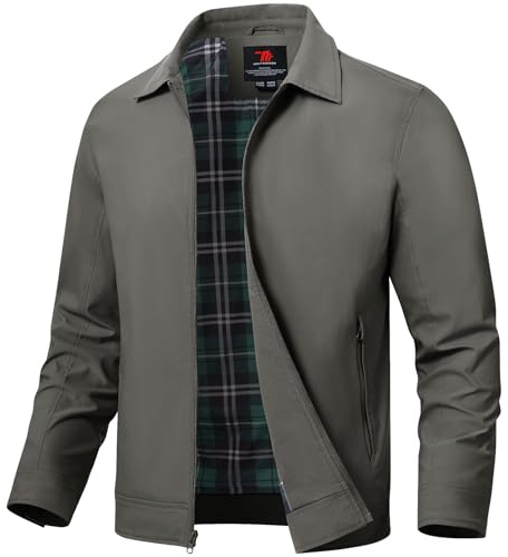 TBMPOY Men's Lightweight Jackets Casual Windbreaker Stylish Light Fall Spring Golf Work Dress Business Deep Gray L