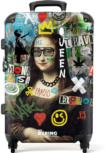 NoBoringSuitcases© Reisekoffer, Koffer Groß, Hartschalenkoffer Groß, TSA | 72 L - Schloss, Reisekoffer mit Rollen Groß, Trolley Koffer Mittelgroß, Koffer Mittelgroß (Mona Lisa - Graffiti, 67 cm - )
