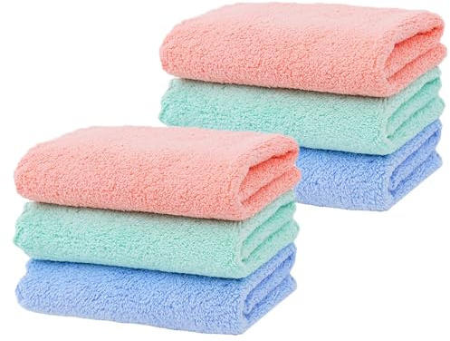 6 Pack Flannel Face Cloths - Soft Cotton Make Up Remover Cloths for Women, Adult Spa Sport Beauty Routine