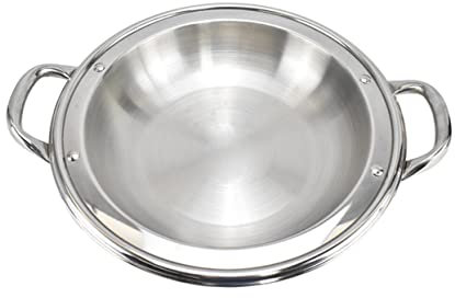 ANSNOW Plancha de Acero Inoxidable Olla de Vapor de Acero Inoxidable Utensilios de Cocina Antiadherentes Olla de Sopa Picante Olla para Paella Vaporera de Pescado Utensilios de Cocina de Metal Olla