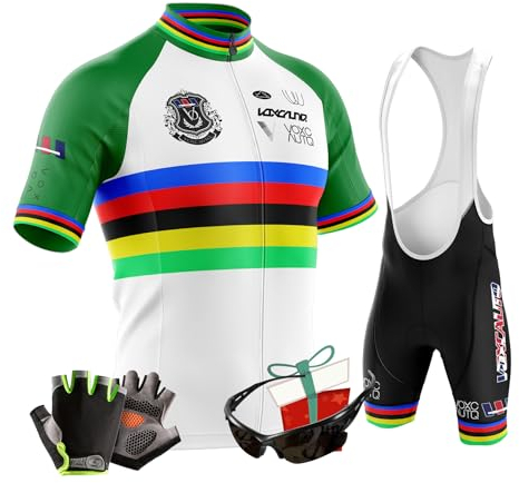 Rennrad Trikot Herren Set,Atmungsaktiv Und Schnelltrocknend Herren-Radtrikot Radhosen Für Männer+Polarisiert Fahrradbrille+ Halbfinger Sommer Fahrradhandschuhe (Typ-16,XL)