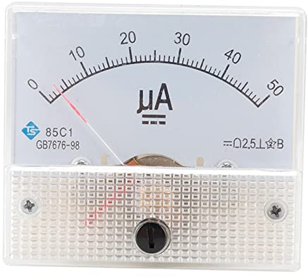 YsXoWiui Amperometro Analogico Rettangolare Da Pannello, Classe 2,5, 0μa, 0-200μa, 0-20A, Bianco, DC 0-50uA