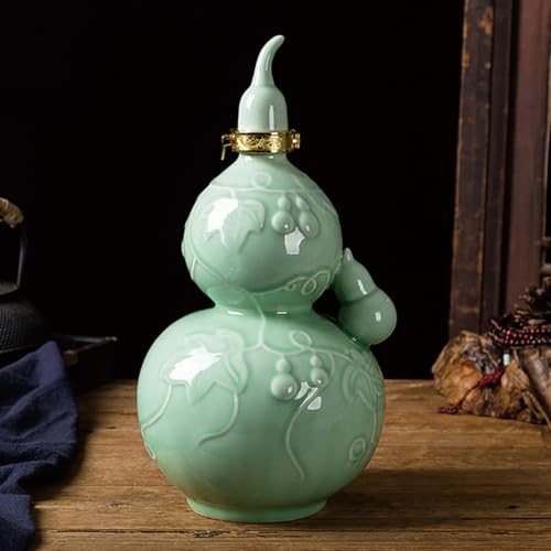 TT-YEC Brocca Per Vino Con Zucca in Ceramica, Barattolo Decorativo A Forma Di Zucca, Brocca Per Vino Di Grande Capacità E Bottiglia Di Zucca, Bottiglia Per Bevande Cinese,36 * 20cm