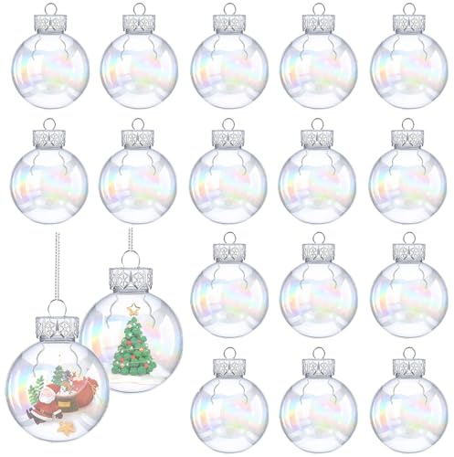 18PCS Durchsichtige Christbaumkugeln,Weihnachtskugeln Baumschmuck,Befüllbare Weihnachtskugeln,Weihnachtsbaumkugeln Plastik,Christbaumschmuck,Christmas Decoration Kugeln (farbenfroh)