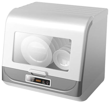 Lave-vaisselle de table, mini lave-vaisselle de comptoir avec 4 programmes, réservoir d'eau intégré de 5 L et tuyau d'arrivée secteur | Lavage des fruits | Mode Eco, lave-vaisselle compact