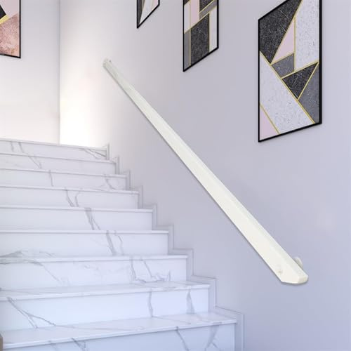 Pasamanos Escalera Madera, Pasamanos de escalera de madera con soportes de metal, montado en la pared barandilla pasamanos con el hardware de montaje completo, pasillo varilla de soporte
