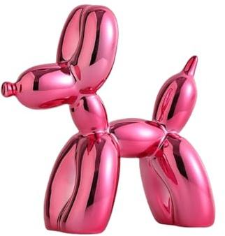 YOYUMI Mini Escultura Perro Globo Chapado, Adorno de Lujo Pequeña Esculturas, Estatua de Resina para decoración de Sala de Estar, Dormitorio y Oficina, Acabado Brillante, Rosa 9,5 x 9,5 x 4 cm