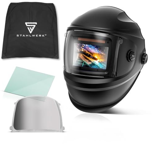STAHLWERK Automatik-Schweißhelm 3 in 1 BULLET - Schweißerhelm mit True-Colour, automatische Abdunkelung DIN 4-13, optische Klasse 1/1/1/2, optimales Sichtfeld 100x60mm, Schweißschild, Schweißmaske
