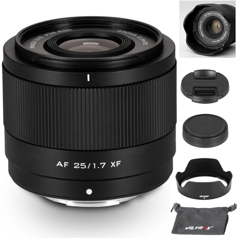 VILTROX 25mm F1.7 XF APS-C für Fuji X, STM-Autofokusobjektiv mit großer Blende für Fujifilm Fuji X-Mount Kameras X-E4 X-H1 X-Pro3 X-S10 X-T4 X-T10 X-T20 X-T30 XT30II X-T200 X-H2 X-H2S X-T5 X-S20 X-T5