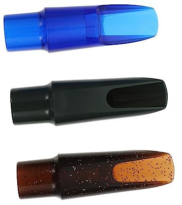BESTonZON 3stücke Teilige Altsaxophon Mundstücke Aus Robustem Kunststoff Lange Passform Für Sicheres Stimmen Vielseitig Für Anfänger Und Profis Buntes in Transparent Blau Fluoreszierendem Br