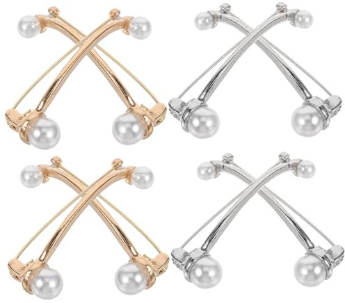 minkissy 1 Satz Kleidernadel Perle Nieten Clip-ohrringe Stifte Broschen Goldene Creolen Pin-ästhetik Kleid Clips Zurück Cinch Perlenohrring Schwere Keuchen Legierung 8 Stück