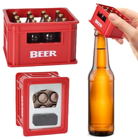 Flaschenöffner mit Magnet, 2 Stück Kühlschrankmagnete Bierkisten Design, Miniatur Bierflaschen, Bieröffner Lustig für Männer Barkeeper Party Küche Bar
