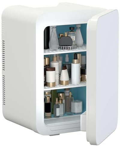 ARTETHYS Mini Fridge for Bedrooms 20L Small Car Fridge Mini Refrigerator with System Cooler and Warmer for Home Office, 220V AC/12V DC, White