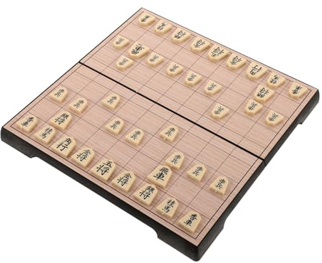 BRIGHTFUFU Jeu de Société de Voyage Shogi Japonerie Pliable avec Pièces Magnétiques Échiquier Traditionnel en Bois Compact Jeu Éducatif Familial pour Garçon et Filles et Adultes