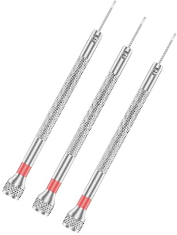 3-delad professionell klockreparation skruvmejselsats med avtagbar kolstålspets och ergonomiskt aluminiumhandtag reparation skruvmejsel specialister bandborttagningsset