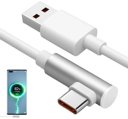 gsgfuis Cable de carga USB C, cable USB tipo C 120 W 6 A, cable Turbo Charge Fast Cable, cable de carga rápida USB C en ángulo 90 grados 2 m para 14 Ultra 13 X7 Pro X6 Pro F6
