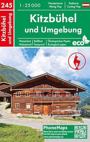 Kitzbühel und Umgebung, Wander - Radkarte 1 : 25 000 (PhoneMaps Wander - Radkarte Österreich, Band 245)