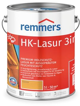 Remmers HK-Lasur 3in1 kiefer, 5 Liter, Holzlasur aussen, 3facher Holzschutz mit Imprägnierung + Grundierung + Lasur, Feuchtigkeit- und UV-Schutz