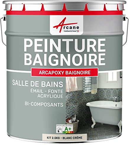 ARCANE INDUSTRIES Resina per la ristrutturazione della vasca e del lavandino piatto doccia smalto bagno - ARCAPOXY - 262-2,5 kg (fino a 8 m² in 2 strati) Bianco Crema - RAL 9001