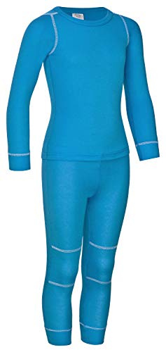 icefeld® - atmungsaktives Thermo-Unterwäsche Set für Kinder - warme Wäsche aus langärmligem Oberteil + Langer Unterhose (ÖkoTex100) in blau, Marine, pink oder schwarz