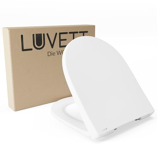 LUVETT D450 WC-Sitz D-Form SoftClose TakeOff Absenkautomatik Weiß | Duroplast WC-Sitz in D-Form mit Wrapover Design. SoftClose Absenkautomatik, TakeOff Abnahme und 3-in-1 Befestigungsset.