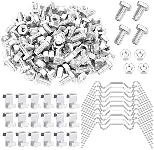 240 Pcs Greenhouse Repair Kit - Glazing W Wire, Overlap Z Clips with Aluminum Nuts and Bolts for Window Pane Fixings