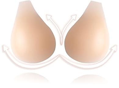 mhinese Sticky Bra for Women - Strapless Adhesive Push Up Bra, Silicone Self Stick Invisible Backless Bra for Backless Dresses, Wedding, Swimwear.