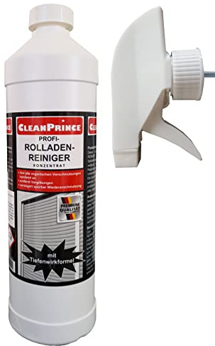 Rolladenreiniger mit Sprühkopf 1 Liter Konzentrat | Kunststofffenster Rahmen Reiniger Lamellenreiniger Rolläden Lamellen Außenrollo Kunststoffrolläden Rolloreiniger