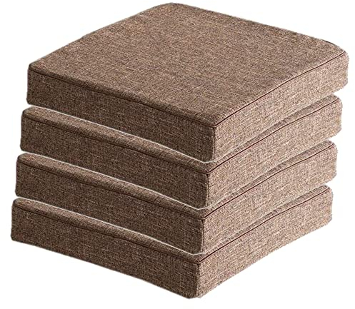 Hruile 4er-Set Stuhlkissen, 5 cm dick, rutschfest, mit abnehmbarem Bezug, bequeme Stuhlkissen, Matte für Küche, Garten, Terrasse, 45 x 45 x 5 cm, Braun
