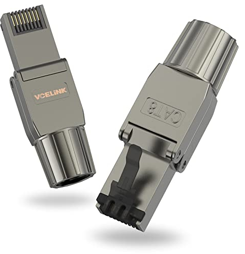 VCELINK Conector RJ45 Cat 8 Cat 7 Blindado, Clavija RJ45 sin Herramientas con Conexión LSA para Cable de Instalación y POE, 40 Gbps 2000 MHz, 2 Unidades