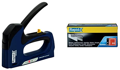 Rapid Handtacker ALU953 Set Inkl 5.000 Tackerklammern 53 8mm, Tacker für Holz und Stoffe, 65% leichter auszulösen, für Klammern Typ 53, 6-14mm und Nägel Typ 8, 15mm