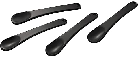 Toureal 4 espátulas pequeñas de metal para cosméticos, mini cucharas para espátulas de crema, espátulas de maquillaje, máscaras, lápiz labial (negro)