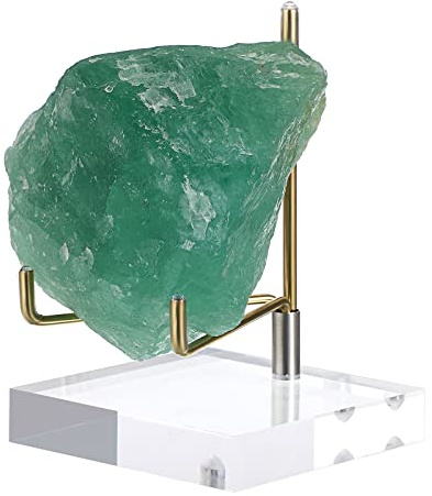 BTSKY Große, verstellbare goldene Metallarm-Staffelei mit quadratischem Acrylsockel, Display-Halter für Geodes Rock Mineral Agate Fossil Coral Coin