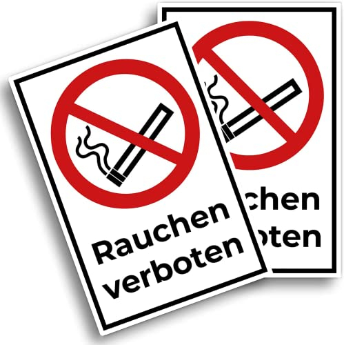 2 Stück (30 x 20 cm) - Rauchen verboten schild - rauchverbot schild - stabil aus PVC Hartschaum Platte - 3 mm stark - mit UV-Schutz und witterungsbeständig