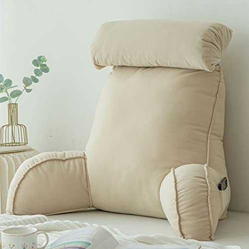 CLEMMO Lesekissen,Rückenkissen mit Armlehnen,Bücherkissen,mit Abnehmbarer Nackenrolle & Waschbarem Bezug,Ideal als Rückenstütze zum Lesen