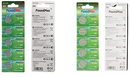 5 x PoundMax 1616 CR1616 DL1616 3V Lithium Coin Cell Batteries & 5 x PoundMax 2032 CR2032 3V Lithium Batteries