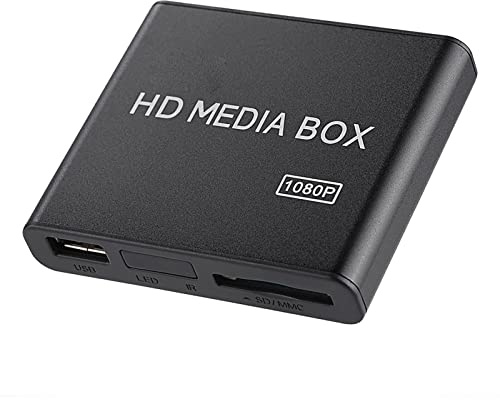 Full HD Mini-Lecteur Multimédia Support de Lecteur Multimédia 1080P Support USB MMC RMVB MP3 AVI MKV Support de Lecteur Numérique Portable Lecteur USB, Disque Dur Mobile, Carte SD (Prise UE)