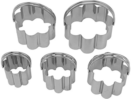 Set di 5 Tagliabiscotti Rotondi in Acciaio Inox per Cottura Al Forno (fiore)