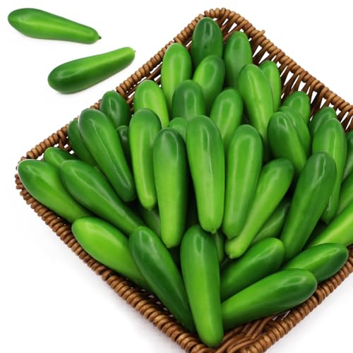 Tuxiaobu Artificial Vegetables Cucumber for Decoration Lifelike - Fake Cucumbers Imitation Plastic Vegetable Decorations for Kitchen Home Ornament Photography Prop - 30 Pcs Green