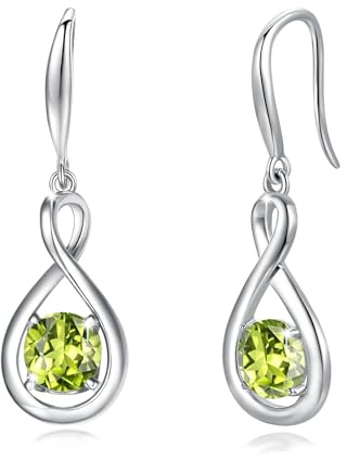 FANCIME Infinity Ohrringe Hängend für Damen mit künstliche Edelsteine | 925 Sterling Silber Gold-plattiert Unendlichkeit Baumelnde Ohrringe mit imitiertem Geburtsstein Schmuck Geschenke für Frauen