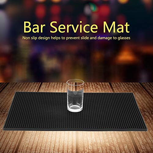 LetCart Alfombrilla de bar impermeable de PVC, posavasos impermeable negro para servicio de bar, 1 unidad