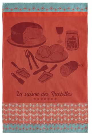 Coucke Geschirrtuch, Bedruckt, aus Baumwoll-Jacquard, La Season des Raclettes, 50 x 75 cm