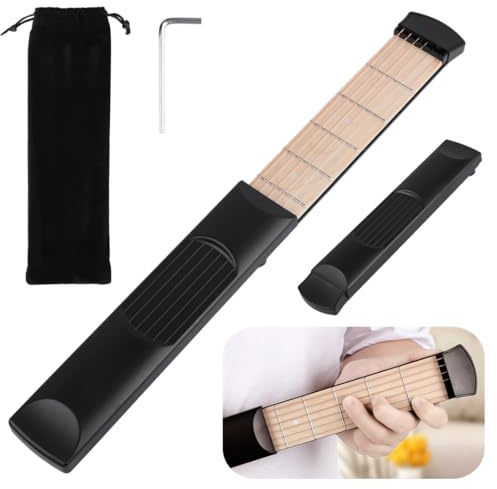 Bärbar tränare för gitarrträning, tränare för gitarrackord, greppbräda för gitarr 6-strängar, gitarr ackord 6-fret tränare, nybörjare för verktyg, resor för gitarrhals, hemträning