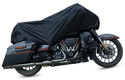 A ABSOPRO Motorrad Abdeckplane Outdoor XL Motorradabdeckung Halbe Abdeckung Draussen Wasserdicht Regen Staub UV Schutz Motorradplane Schwarz Artikelaustausch