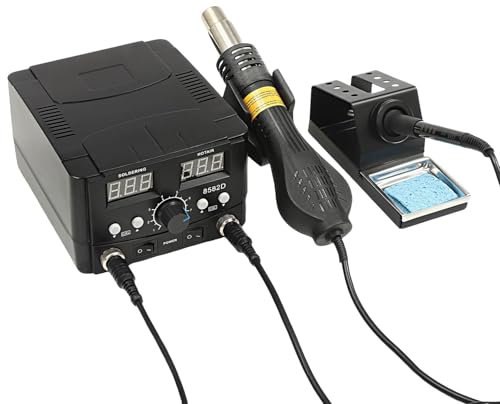 HmLotd Hot Air Gun Soldering Station, Welding Repair Tools Full Kit, Using Heat-Insulating Silicone Sleeve with 1.2m Flexible Power Cord Anti-Static Soldering Iron Stand for Mobile Phone Repair