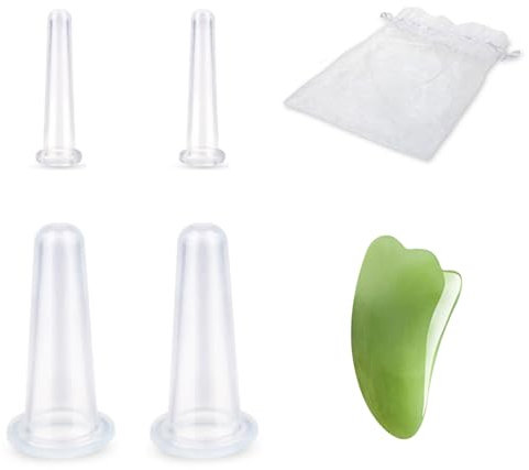 Coppettazione Viso Silicone, Coppettazione del Viso, Coppette Massaggio Viso, 4 PCS Coppette Viso, Gua Sha Facial, Coppettazione Sottovuoto, per Viso, Spalle, Collo, Massaggio Della Pelle Bellezza