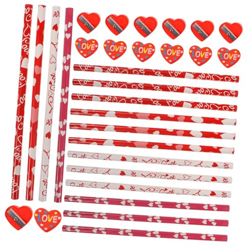 STOBOK 120-Teiliges Valentinstag-Bleistiftset Rosa Valentinstag-Bleistift Valentinstag-Schreibwarenset Für Mädchen Herz-Radiergummis Großpackung Dieses Etikett Bleistiftspitzer