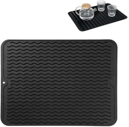 AzureRay tappetino scolapiatti, 30 x 15 cmtappetino bar, tappetino scolapiatti silicone, antiscivolo e resistente al calore, ideale per stoviglie, pentole e lavastoviglie, senza BPA, facile da pulire