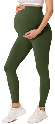 BAYDI Creamlush Damen Schwangerschaftsleggings mit Verstellbarer Bauchstütze Weiche High Waist Umstandsleggings Blickdichte Umstandshose Bequem für Yoga Freizeit Schlafanzug